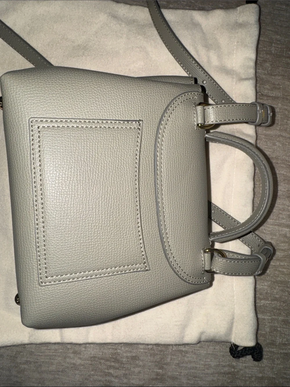Polène Taupe Leather Mini Satchel with Top Handle